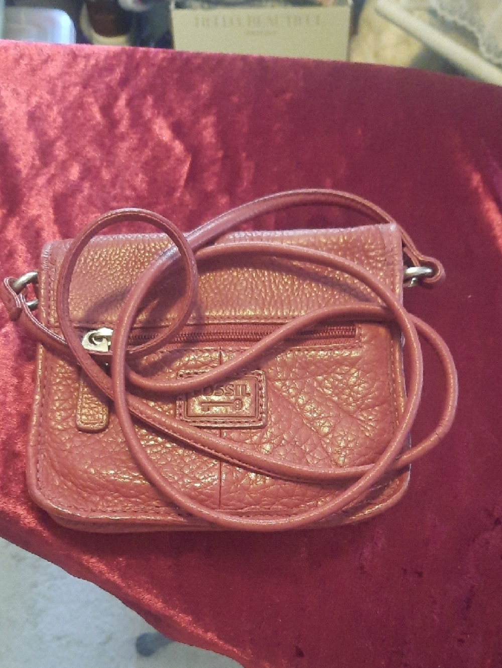 Fossil Rose Pink Pebbled Leather Crossbody Bag - Picture 4 of 5